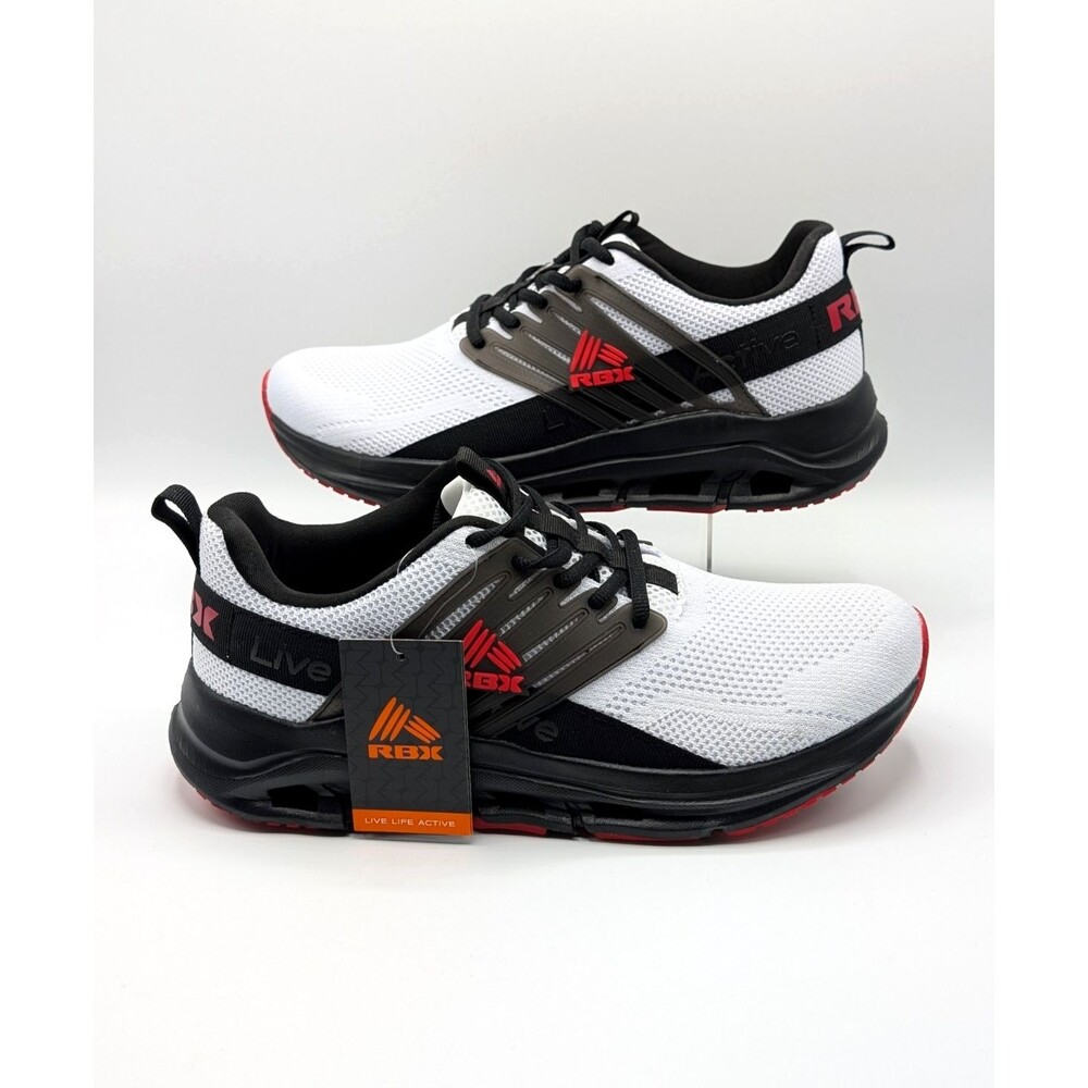 RBX Men's Shoes 10 White Black Knit Mesh Lace-Up Running Sneakers BELMUR-K